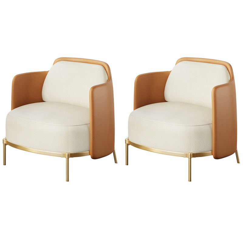 Contemporary Sewn Pillow Back 4 Legs Chair Upholstered Recessed Arms Chair