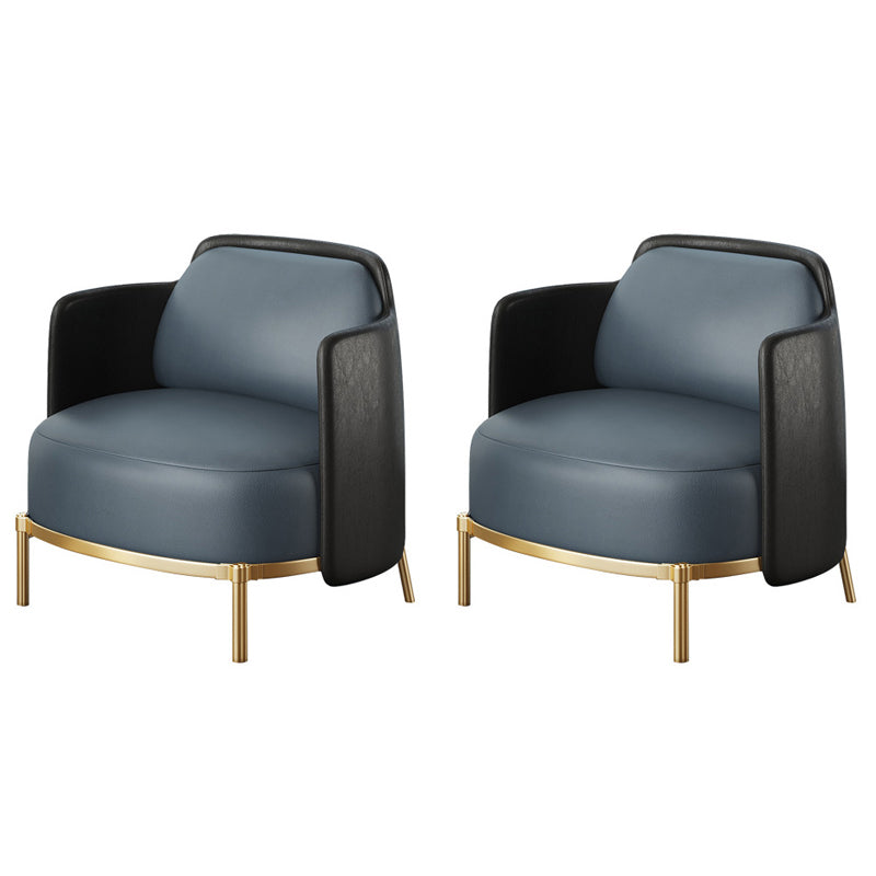 Contemporary Sewn Pillow Back 4 Legs Chair Upholstered Recessed Arms Chair