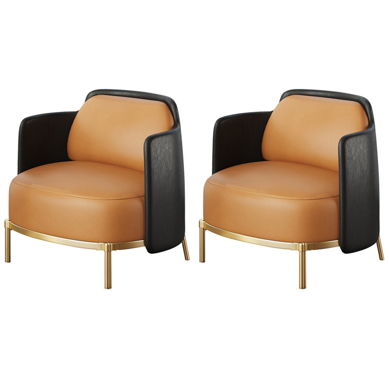 Contemporary Sewn Pillow Back 4 Legs Chair Upholstered Recessed Arms Chair