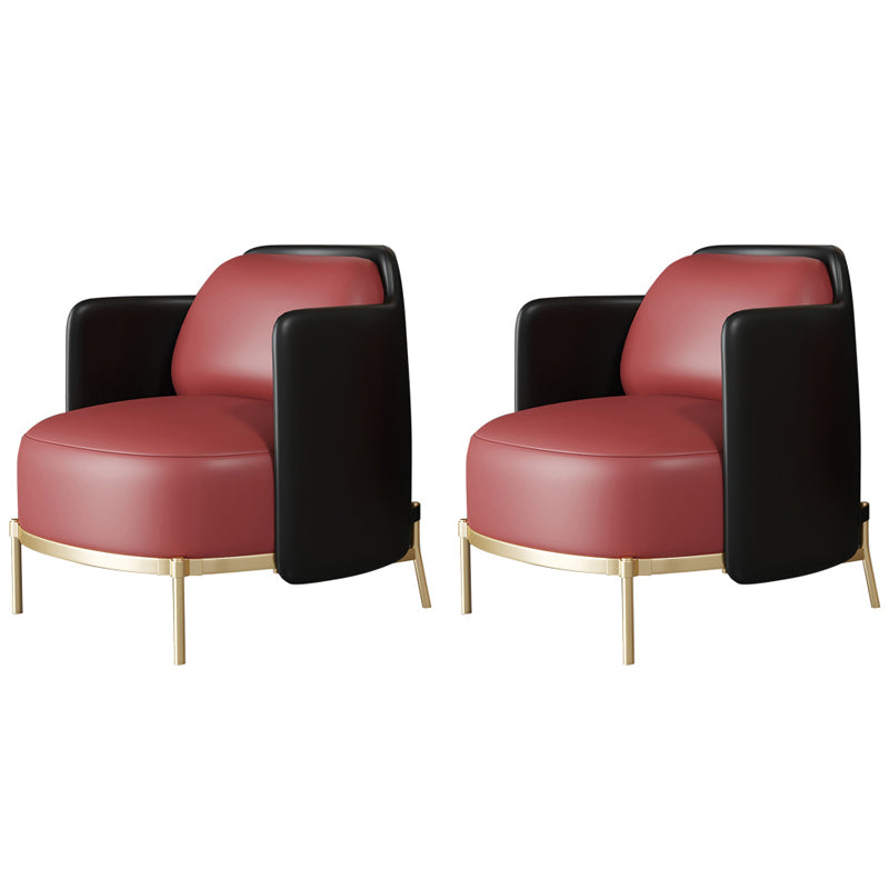 Contemporary Sewn Pillow Back 4 Legs Chair Upholstered Recessed Arms Chair