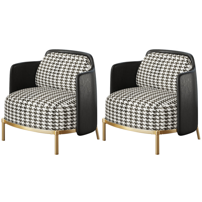 Contemporary Sewn Pillow Back 4 Legs Chair Upholstered Recessed Arms Chair