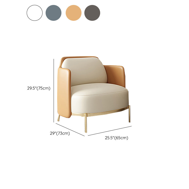 Contemporary Sewn Pillow Back 4 Legs Chair Upholstered Recessed Arms Chair