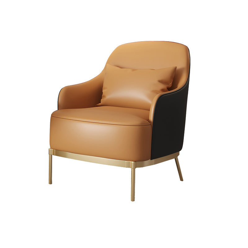 Transitional Sewn Pillow Back 4 Legs Chair Upholstered Recessed Arms Chair