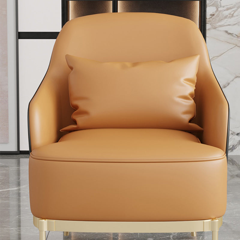 Transitional Sewn Pillow Back 4 Legs Chair Upholstered Recessed Arms Chair
