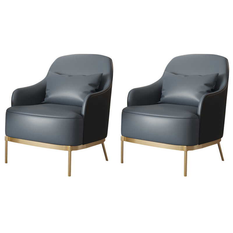 Transitional Sewn Pillow Back 4 Legs Chair Upholstered Recessed Arms Chair