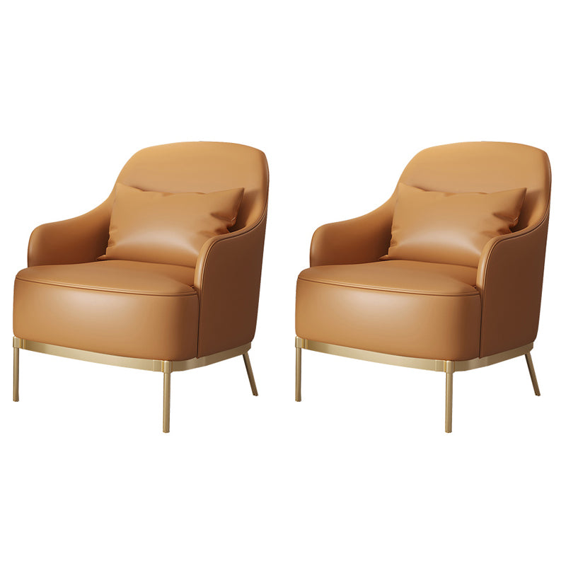 Transitional Sewn Pillow Back 4 Legs Chair Upholstered Recessed Arms Chair