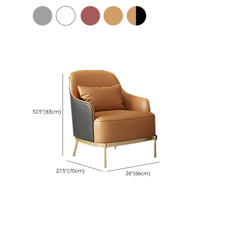 Transitional Sewn Pillow Back 4 Legs Chair Upholstered Recessed Arms Chair