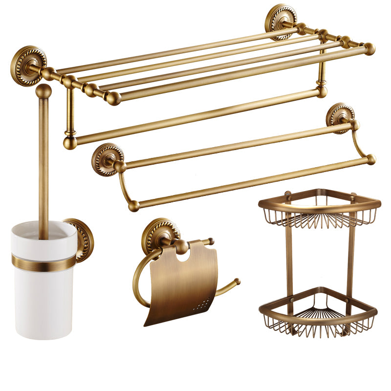Traditional Bathroom Hardware Set Gold Metal Bathroom Accessory Kit