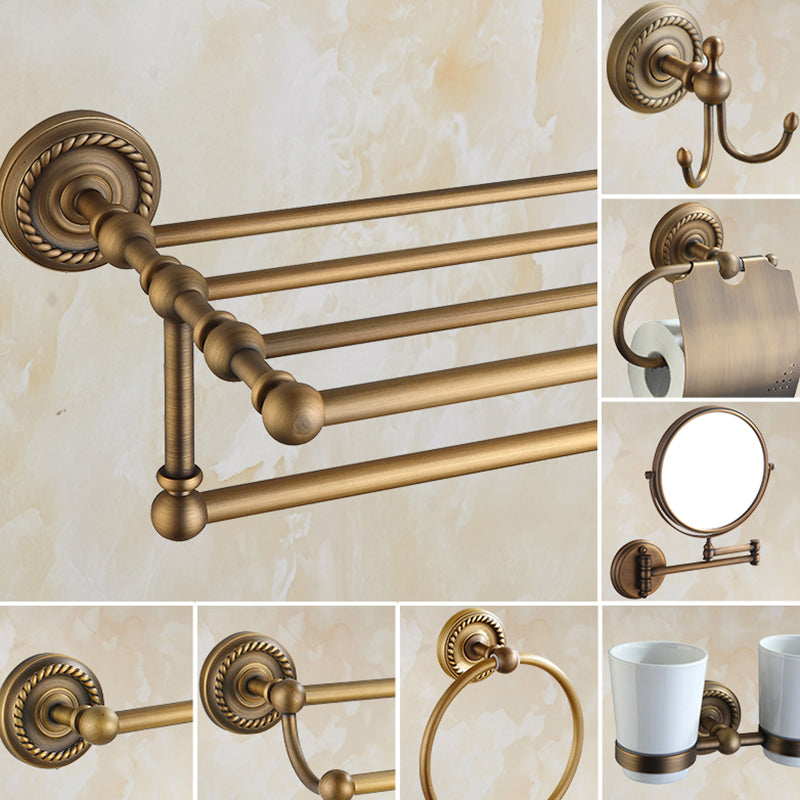 Traditional Bathroom Hardware Set Gold Metal Bathroom Accessory Kit