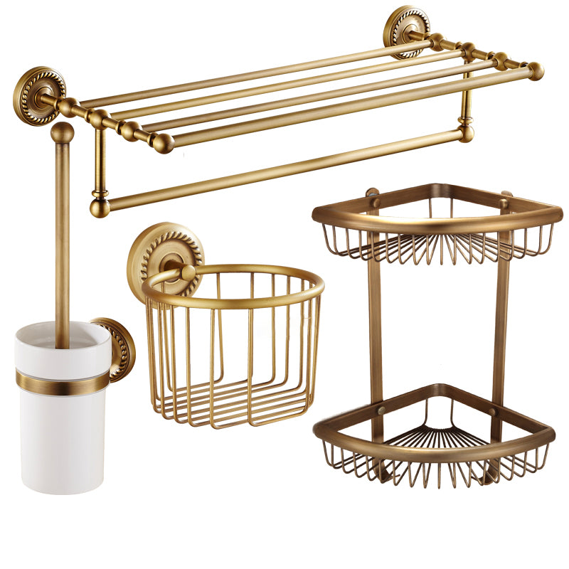 Traditional Bathroom Hardware Set Gold Metal Bathroom Accessory Kit