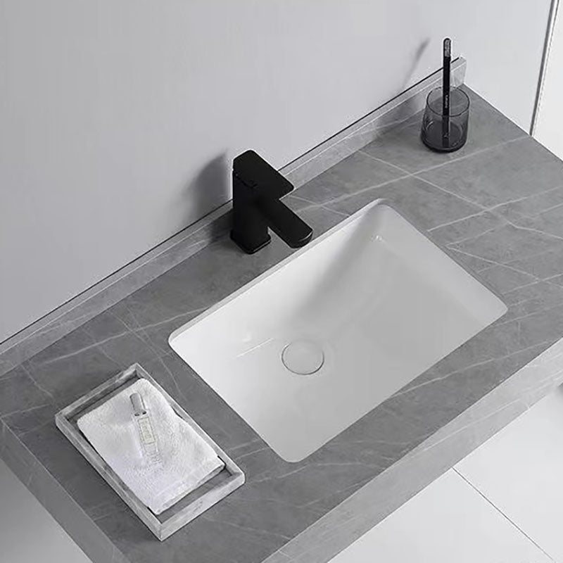 Contemporary Bathroom Sink with Pop-Up Drain Grey Rectangular Wall Mount Bathroom Sink
