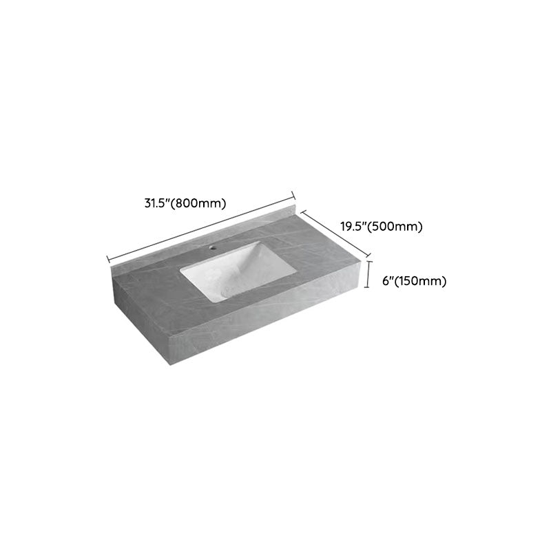 Contemporary Bathroom Sink with Pop-Up Drain Grey Rectangular Wall Mount Bathroom Sink