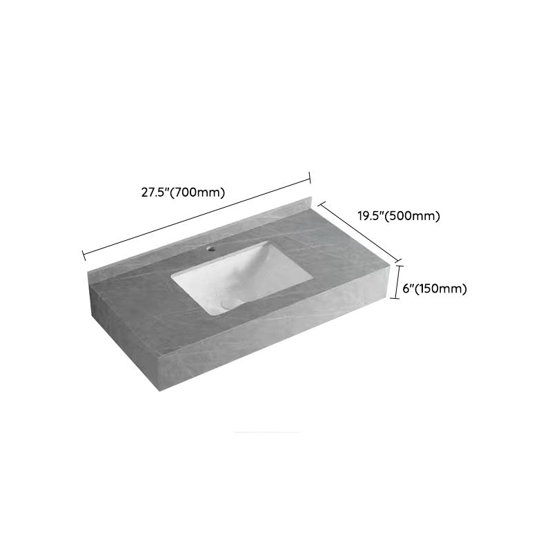 Contemporary Bathroom Sink with Pop-Up Drain Grey Rectangular Wall Mount Bathroom Sink