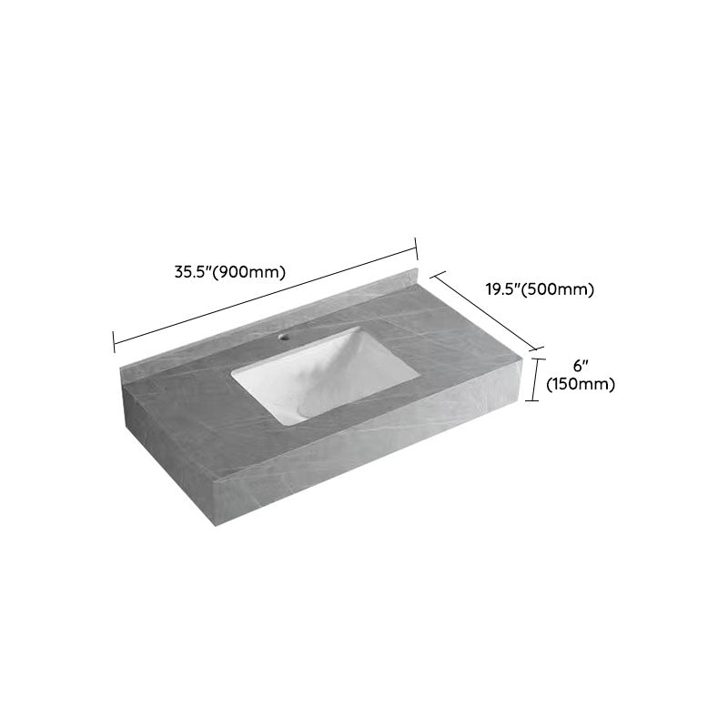 Contemporary Bathroom Sink with Pop-Up Drain Grey Rectangular Wall Mount Bathroom Sink