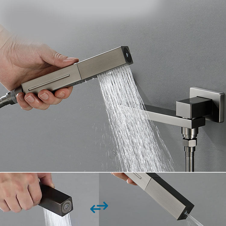 Wall Mounted Bathtub Faucet Handheld Shower Head Rod Handle Faucet