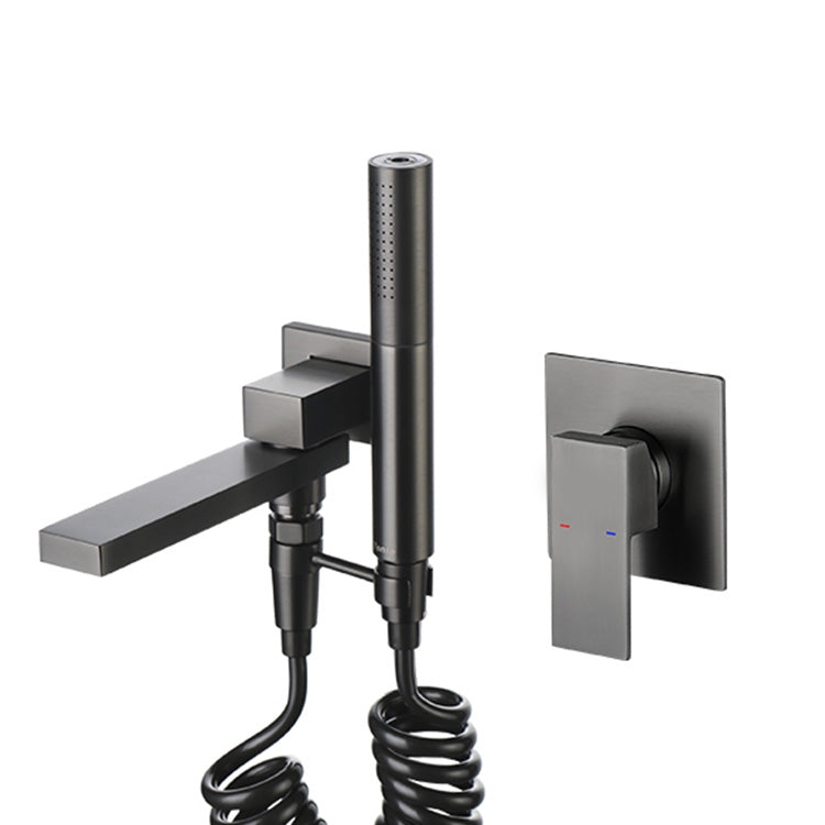 Wall Mounted Bathtub Faucet Handheld Shower Head Rod Handle Faucet