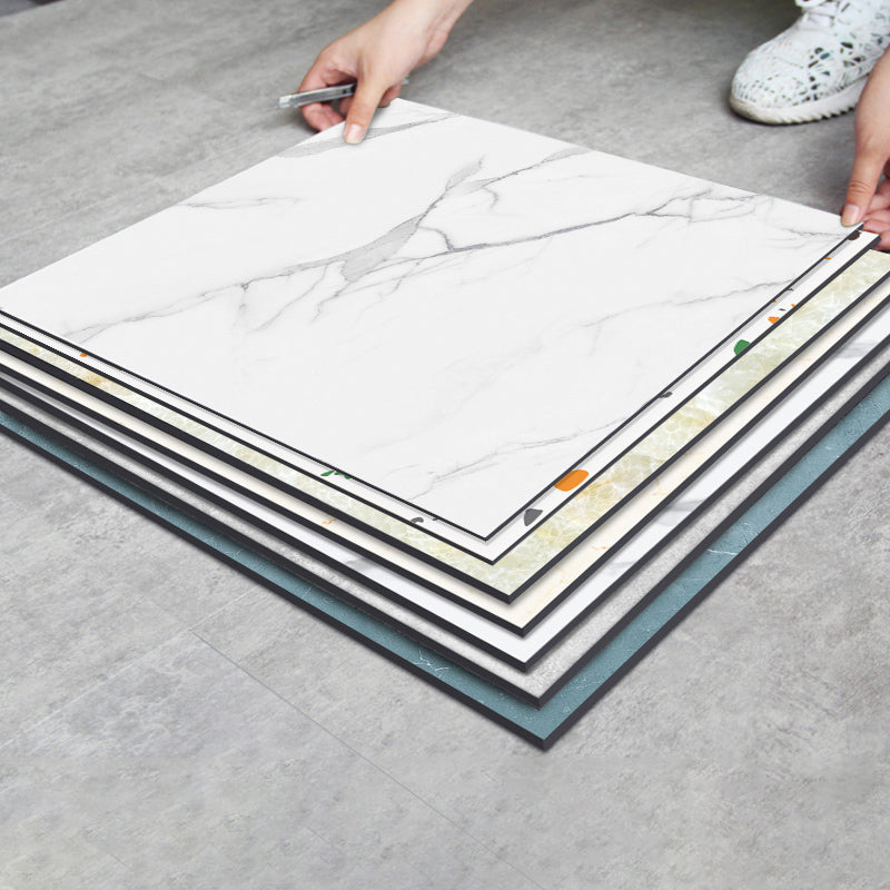 Modern Tile Flooring PVC Peel and Stick Marble Look Mildew Resistant Vinyl Tile