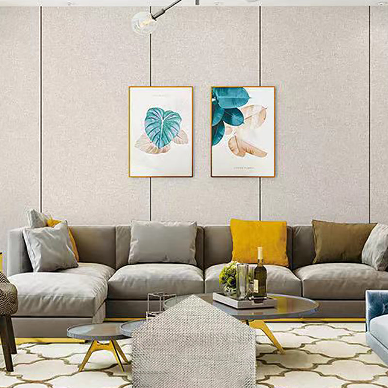 Modern Style Linen Wall Panel Living Room Peel and Stick Wall Paneling