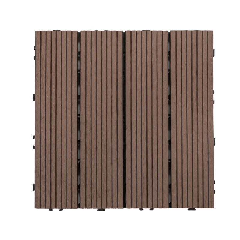 Tradition Rectangle Wood Tile Wire Brushed Brown Engineered Wood for Patio Garden