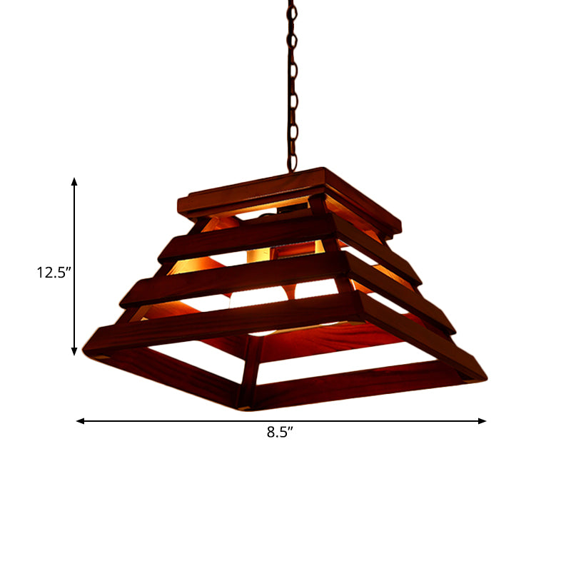 Trapezoid Caza comedor Kit de luz colgante de madera tradicional de madera de 2 bombas