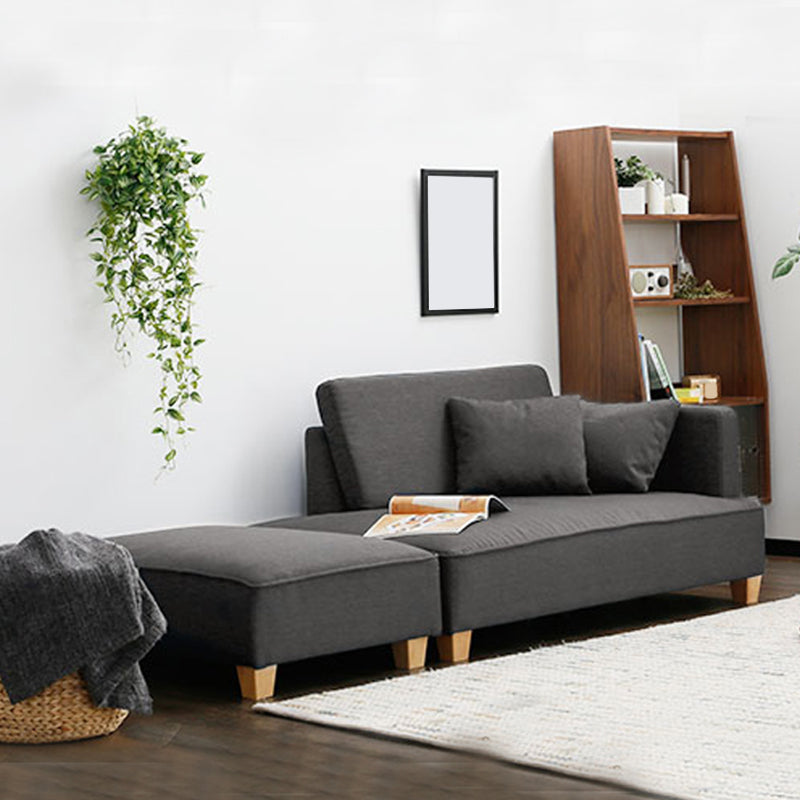 Scandinavian Lazy Sofa Linen Blend TV Chair with Pillows and Ottoman