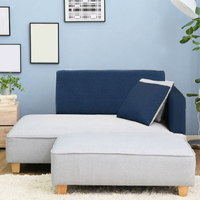 Scandinavian Lazy Sofa Linen Blend TV Chair with Pillows and Ottoman