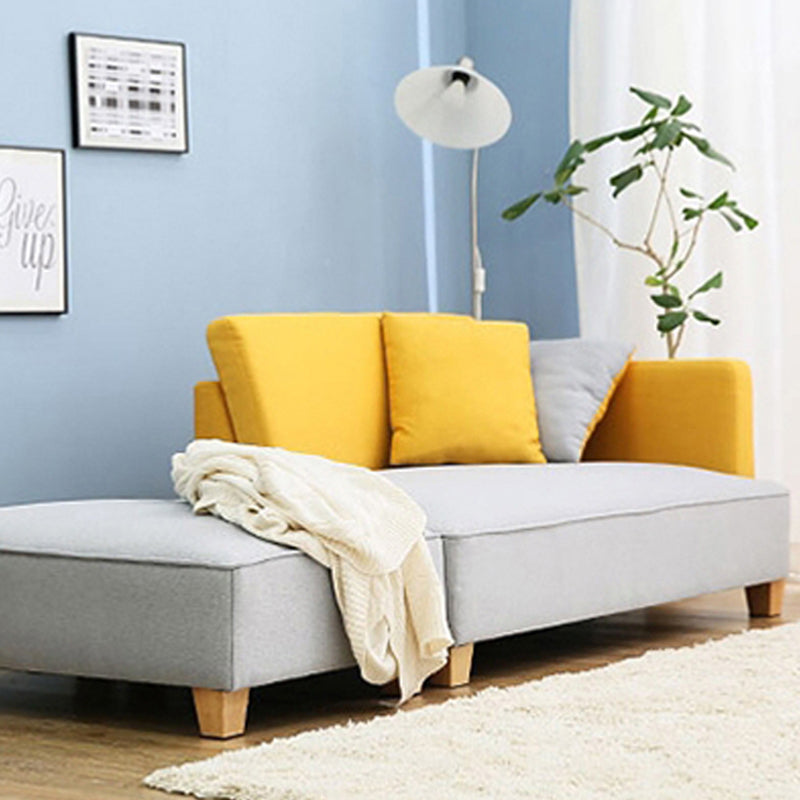 Scandinavian Lazy Sofa Linen Blend TV Chair with Pillows and Ottoman