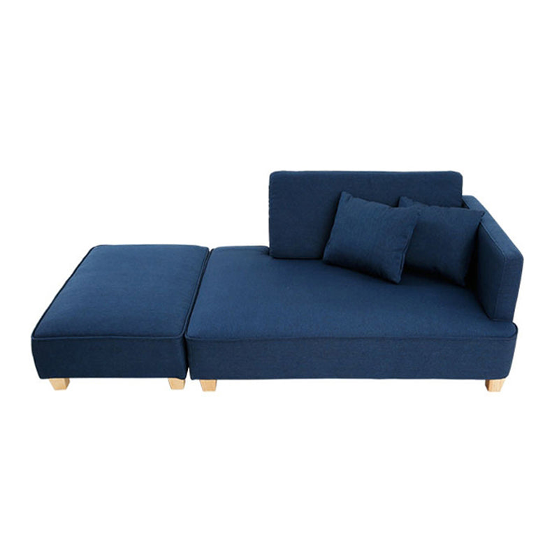 Scandinavian Lazy Sofa Linen Blend TV Chair with Pillows and Ottoman