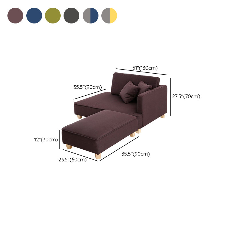 Scandinavian Lazy Sofa Linen Blend TV Chair with Pillows and Ottoman