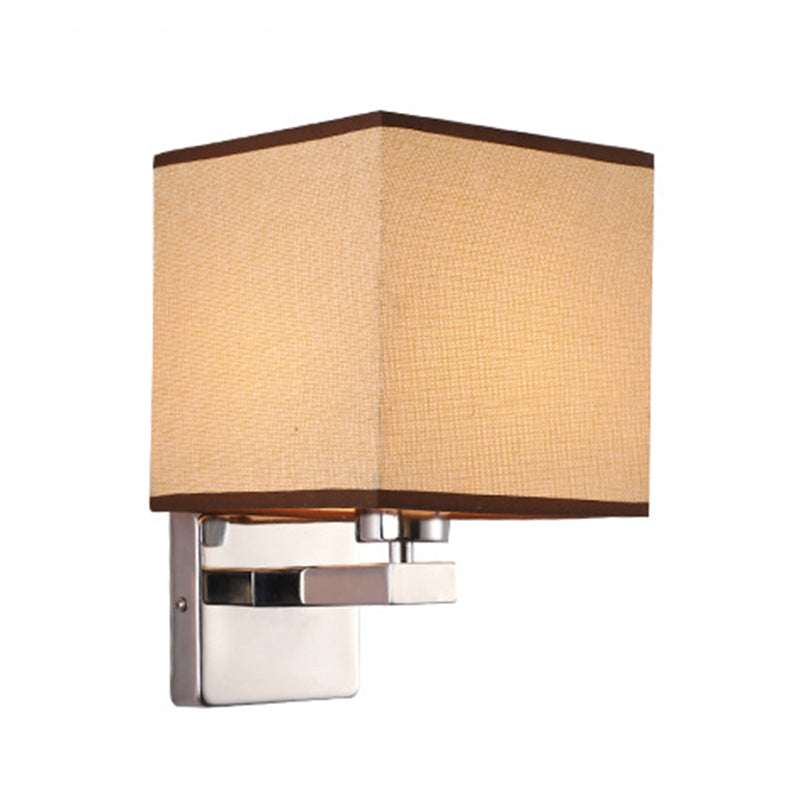 Modern Metal Wall Sconce Rectangle Shape Wall Light with Fabric Shade for Study