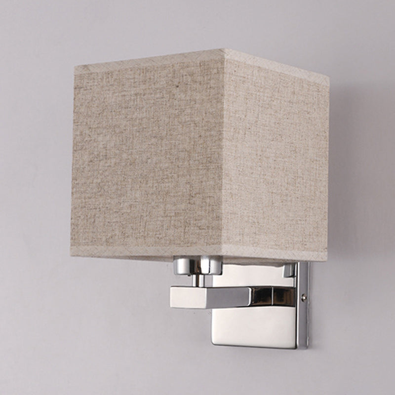 Modern Metal Wall Sconce Rectangle Shape Wall Light with Fabric Shade for Study