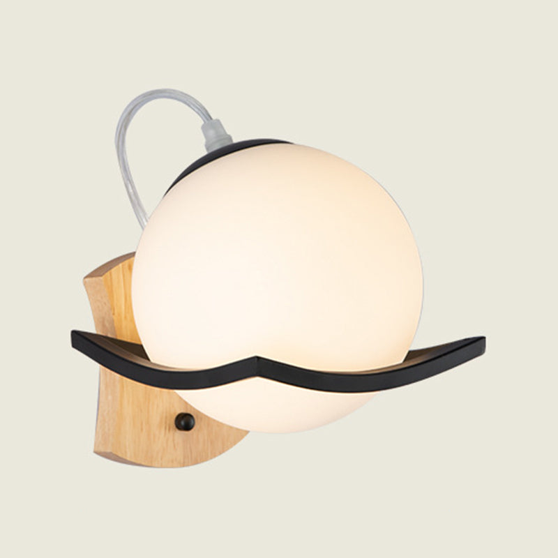 Modern Wall Sconce Metal Ball Shape Wall Light with Glass Shade for Living Room