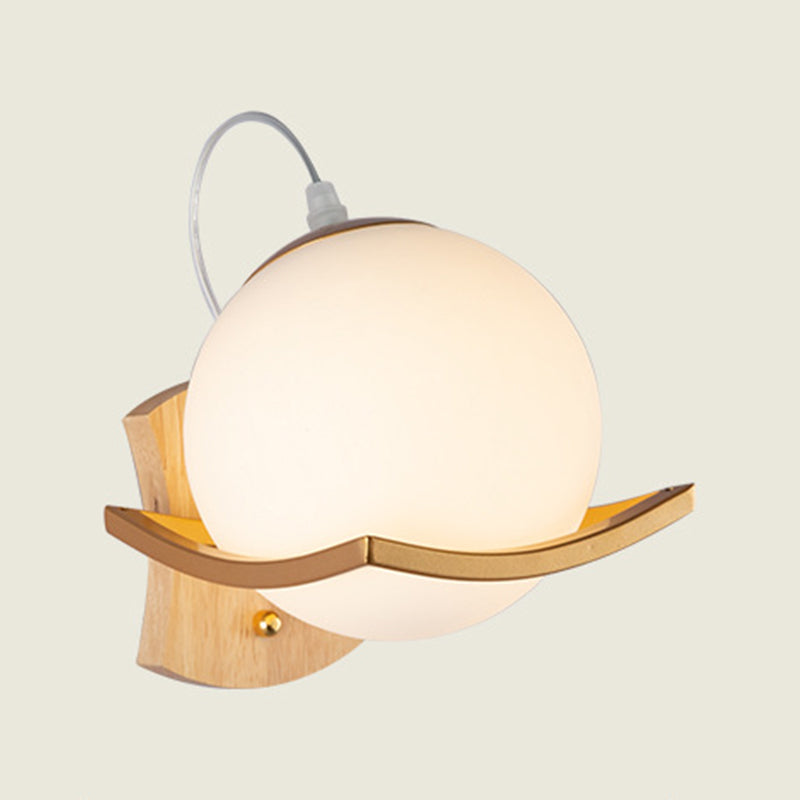 Modern Wall Sconce Metal Ball Shape Wall Light with Glass Shade for Living Room