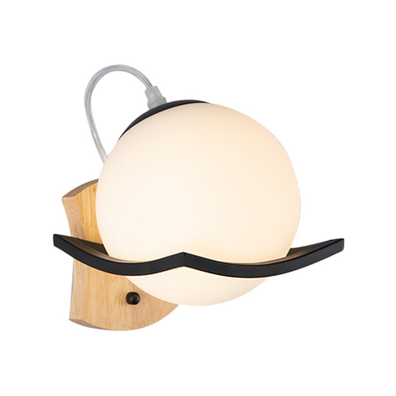 Modern Wall Sconce Metal Ball Shape Wall Light with Glass Shade for Living Room