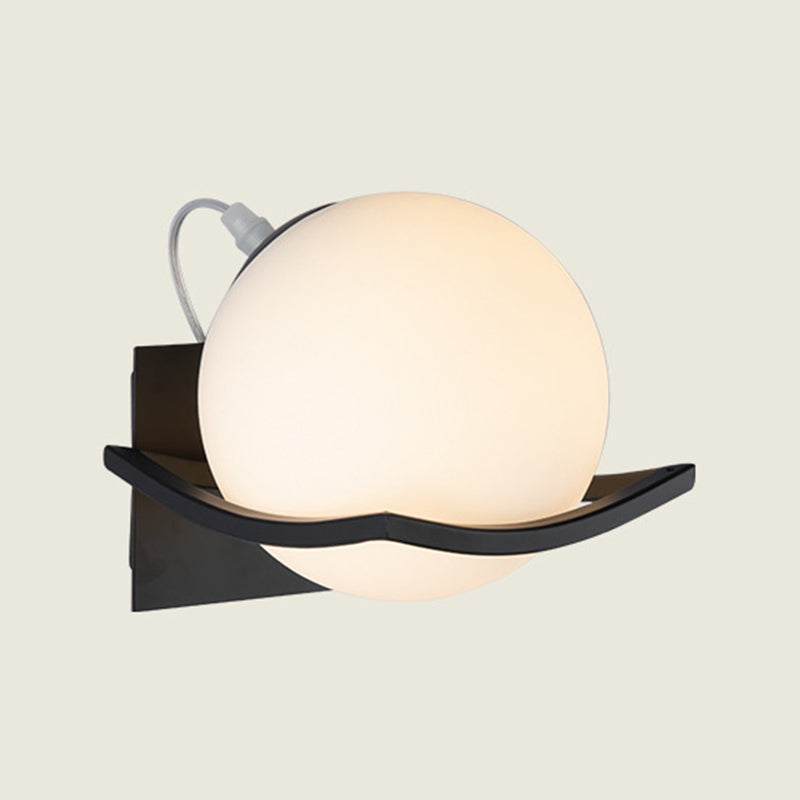 Modern Wall Sconce Metal Ball Shape Wall Light with Glass Shade for Living Room