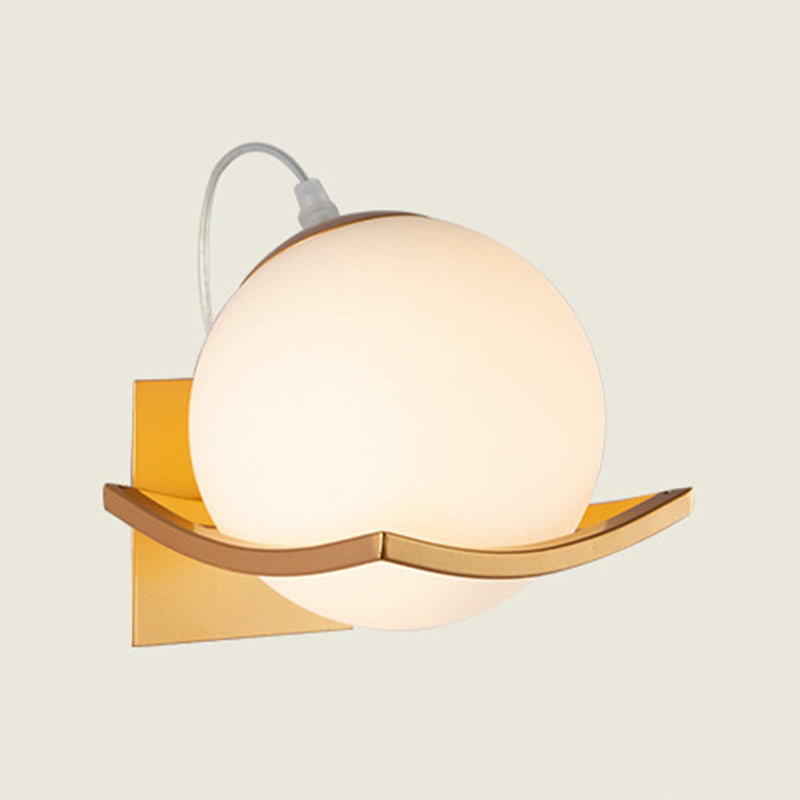 Modern Wall Sconce Metal Ball Shape Wall Light with Glass Shade for Living Room