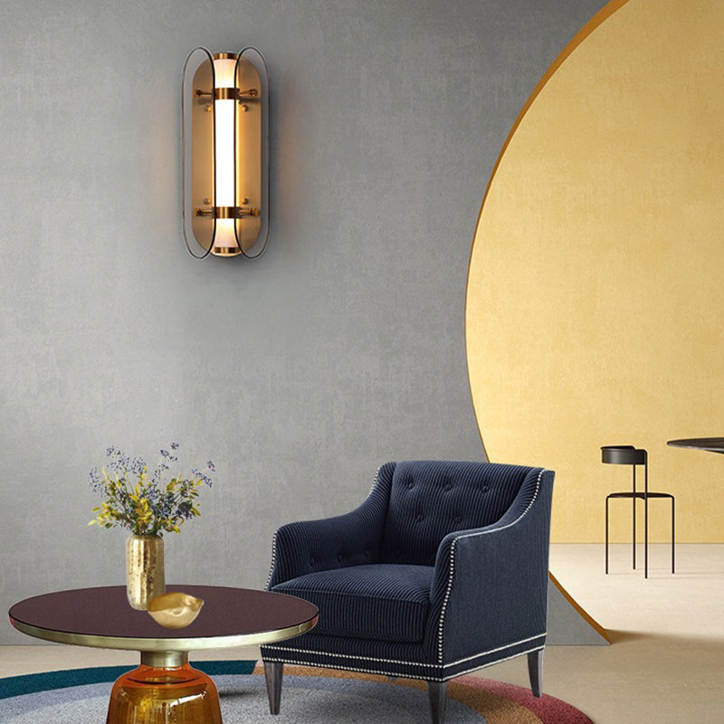 Modern Glass Wall Sconce Cylinder Shape Wall Light with Acrylic Shade for Living Room