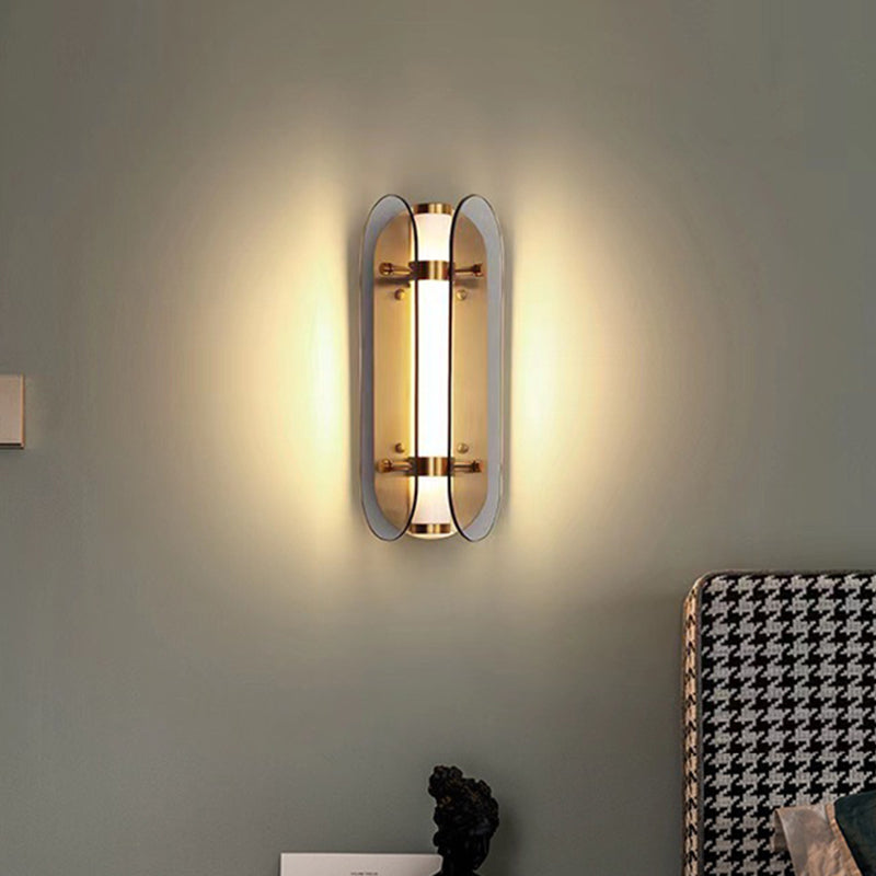 Modern Glass Wall Sconce Cylinder Shape Wall Light with Acrylic Shade for Living Room
