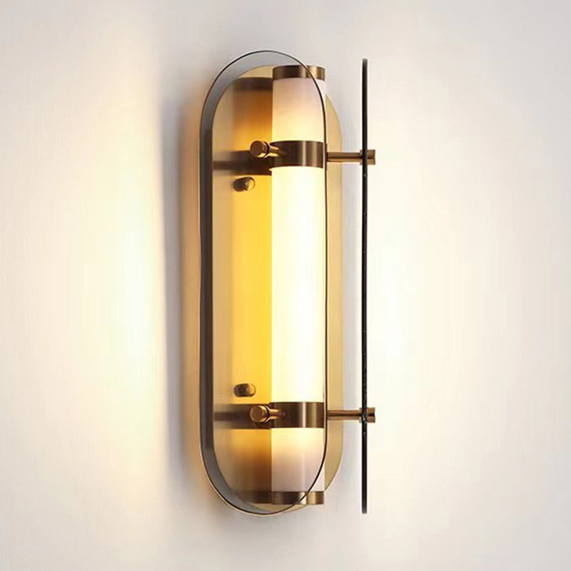 Modern Glass Wall Sconce Cylinder Shape Wall Light with Acrylic Shade for Living Room