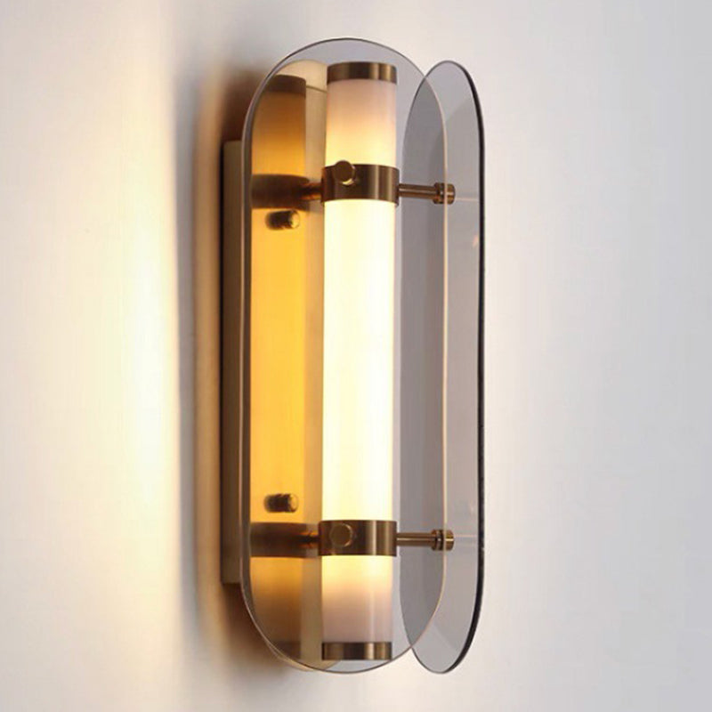 Modern Glass Wall Sconce Cylinder Shape Wall Light with Acrylic Shade for Living Room