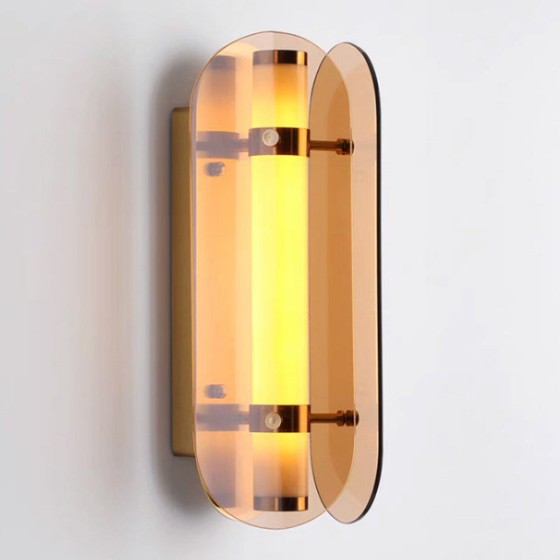 Modern Glass Wall Sconce Cylinder Shape Wall Light with Acrylic Shade for Living Room