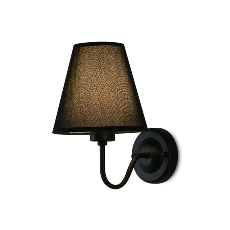 Modern Metal Wall Sconce Cone Shape Wall Light with Fabric Shade for Living Room