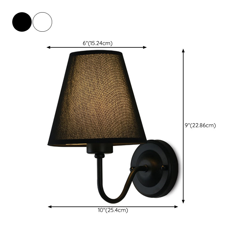 Modern Metal Wall Sconce Cone Shape Wall Light with Fabric Shade for Living Room