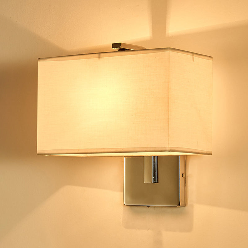 Metal Modern Wall Sconce Rectangle Shape Wall Light with Fabric Shade for Living Room
