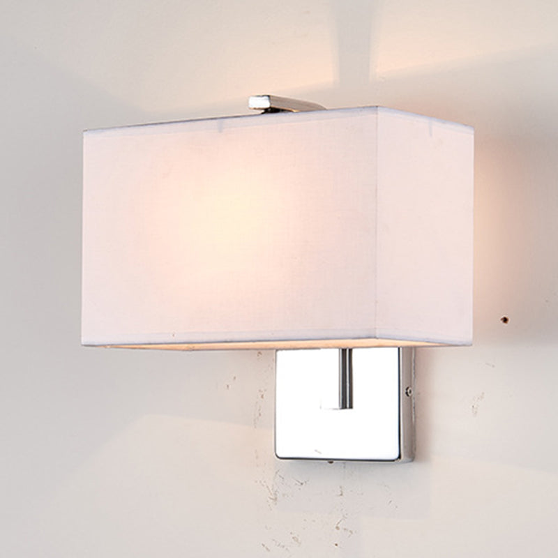 Metal Modern Wall Sconce Rectangle Shape Wall Light with Fabric Shade for Living Room