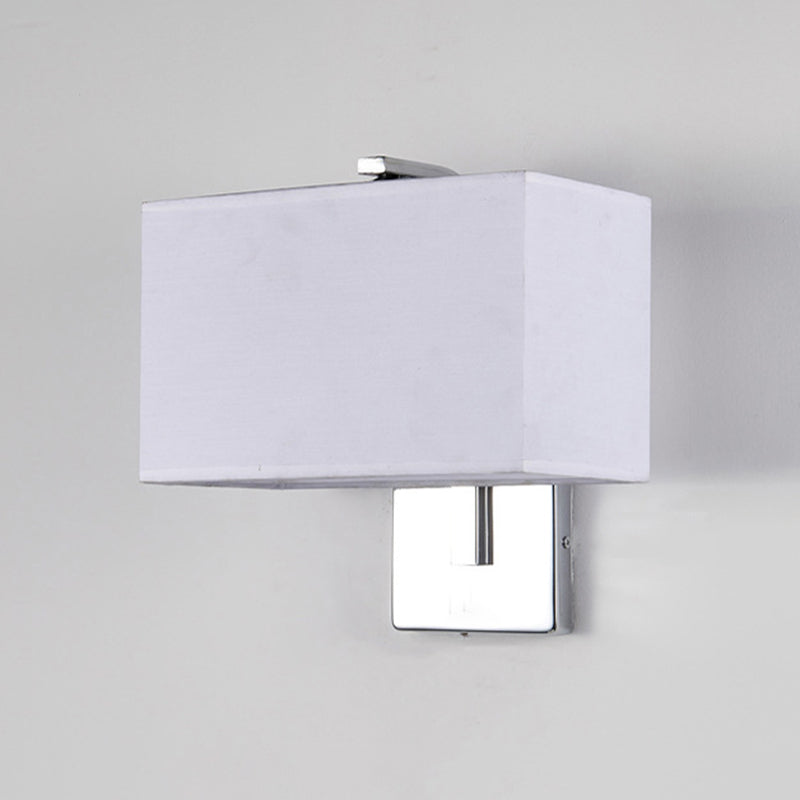 Metal Modern Wall Sconce Rectangle Shape Wall Light with Fabric Shade for Living Room