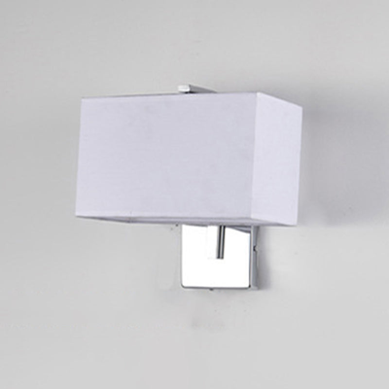 Metal Modern Wall Sconce Rectangle Shape Wall Light with Fabric Shade for Living Room