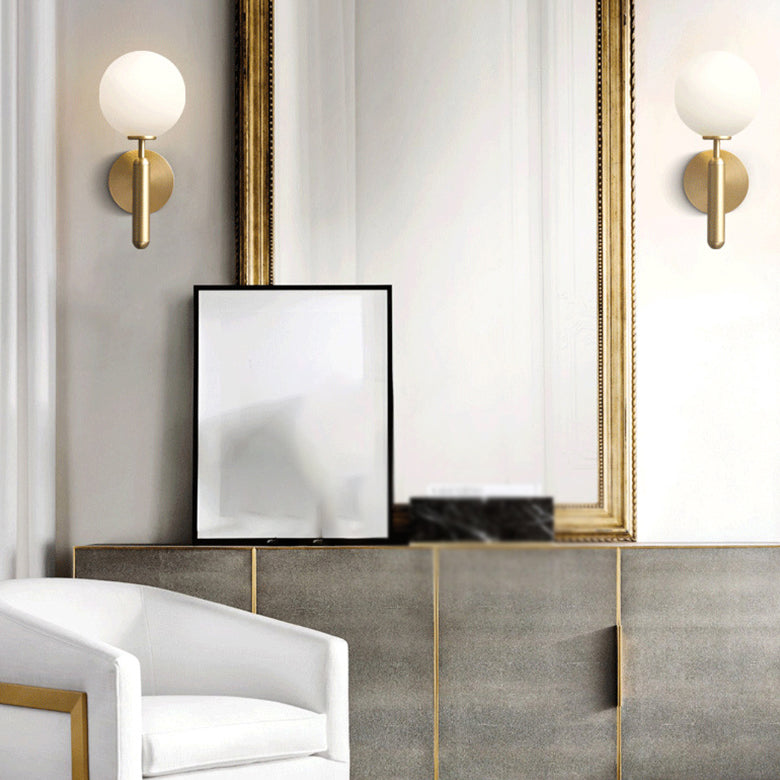 Modern Wall Lamp Minimalist Wall Vanity Lights with Glass Shade for Washroom