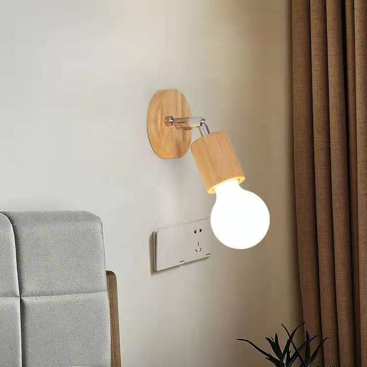 Contemporary Wall Lamp Wooden Wall Vanity Lights for Powder Room