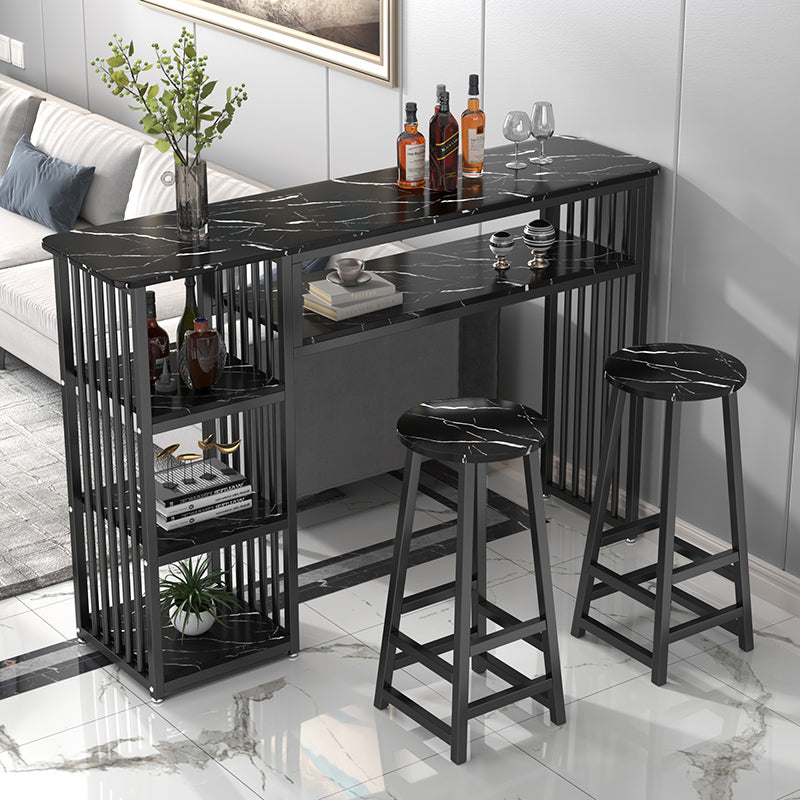 Glam Rectangle Wood Counter Table 3/4 Pieces Bar Table Set for Cafe